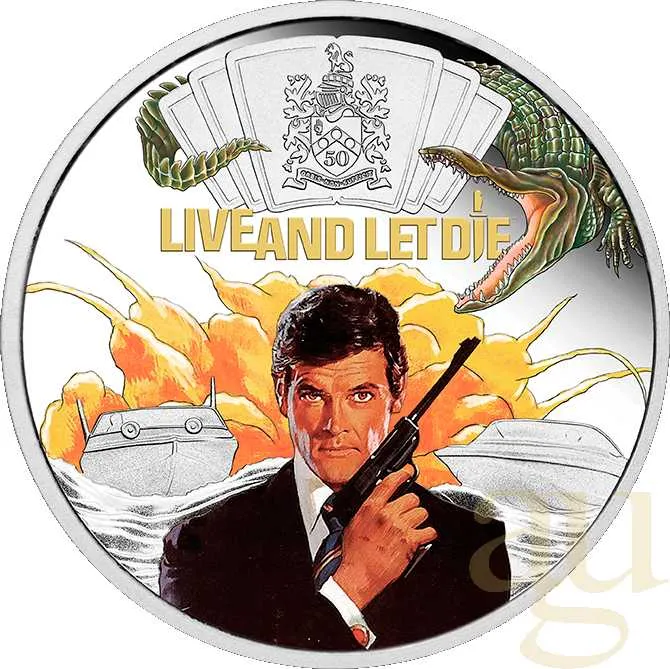1 Unze Silbermünze Tuvalu James Bond 007 - Live and Let Die - coloriert - proof 2023