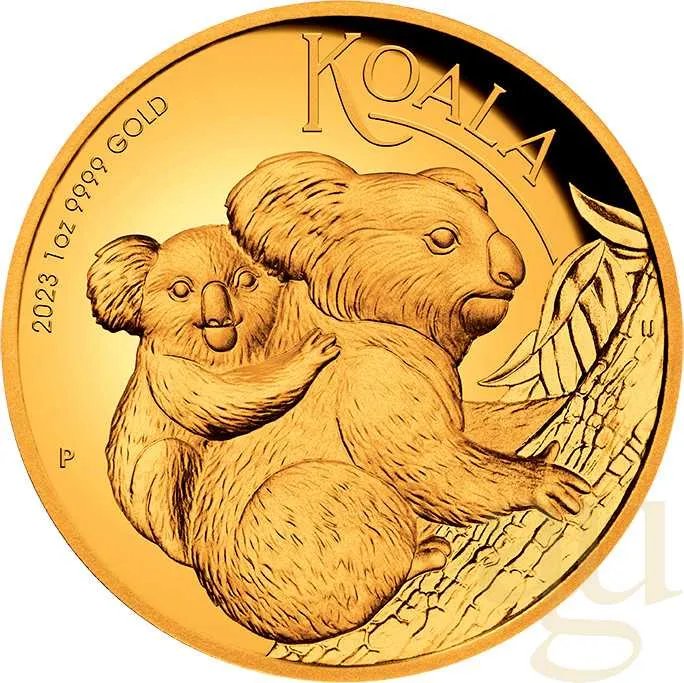 1 Unze Goldmünze Australien Koala 2023 polierte Platte - High Relief