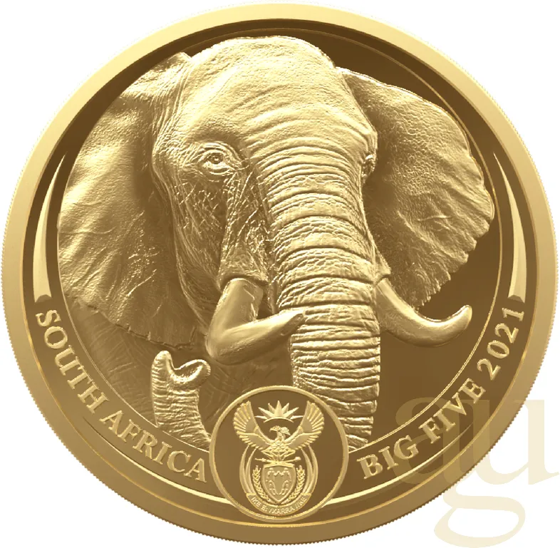 1 Unze Goldmünze Südafrika Big Five Elefant 2021 proof