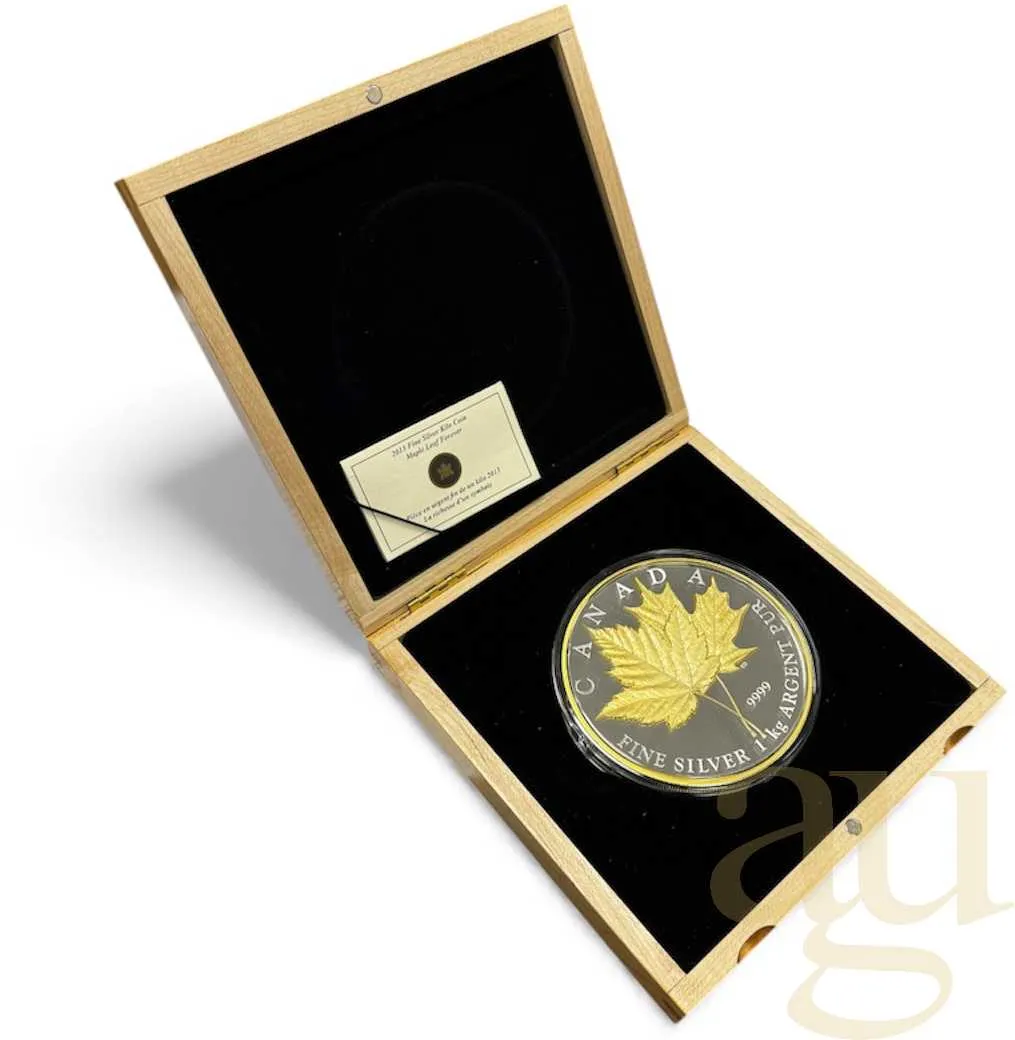 1 Kilogramm Silbermünze Maple Leaf 2013 proof - teilvergoldet