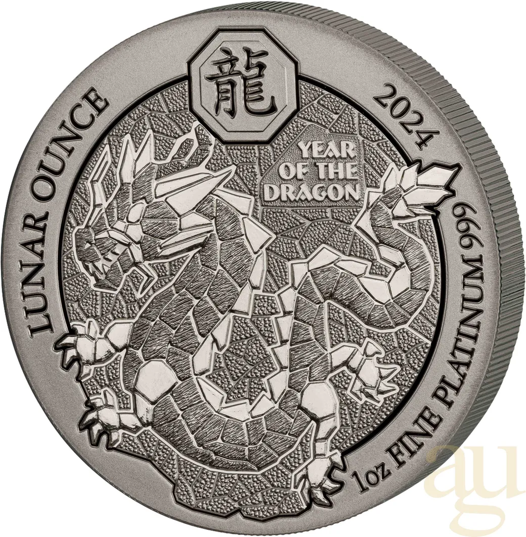 1 Unze Platinmünze Ruanda Lunar Drache 2024