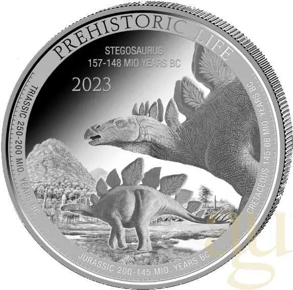 1 Unze Silbermünze Prehistoric Life - Stegosaurus 2023