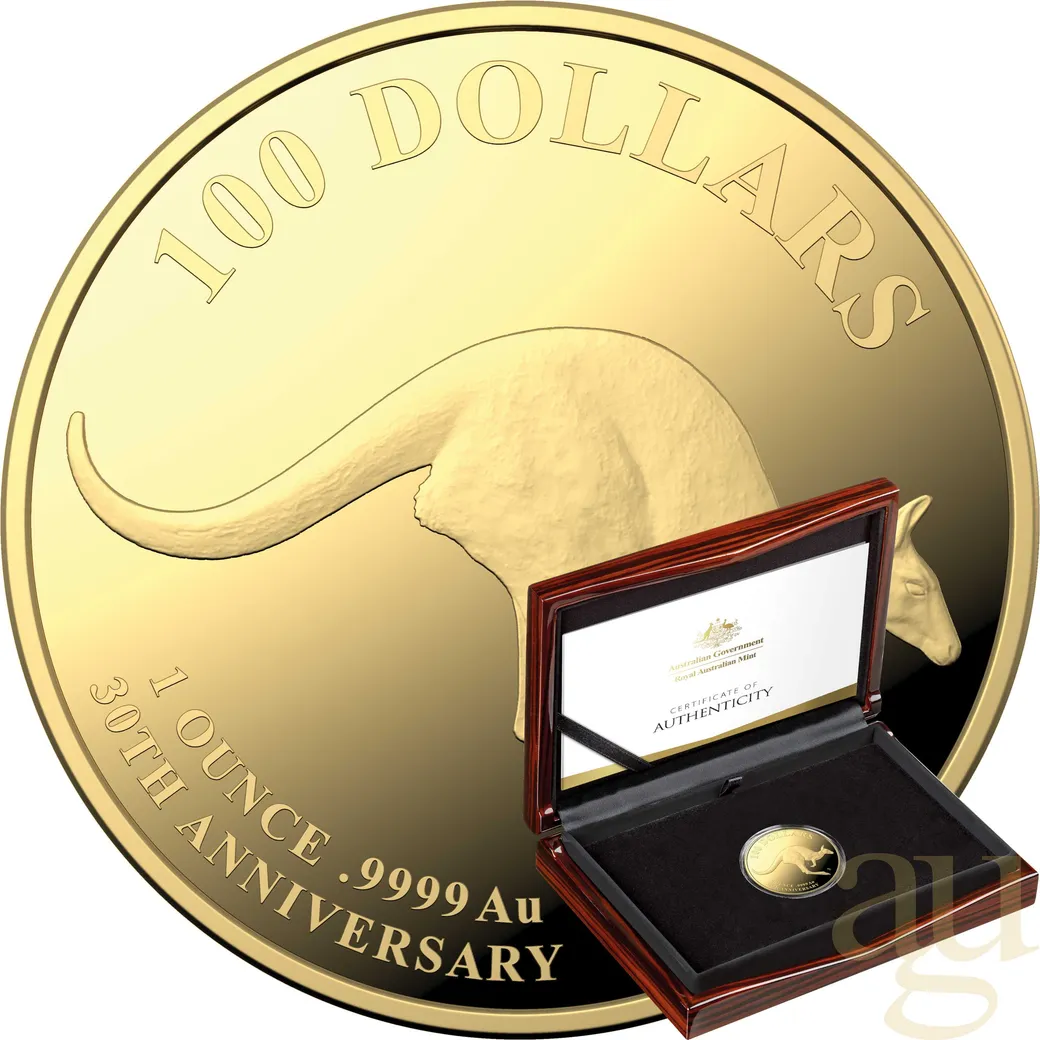 1 Unze Goldmünze Australien Känguru 2023 (RAM) - 30 Jahre Jubiläum - polierte Platte