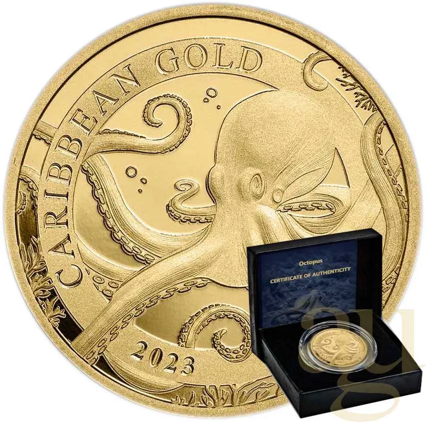 1 Unze Goldmünze Barbados Octopus 2023