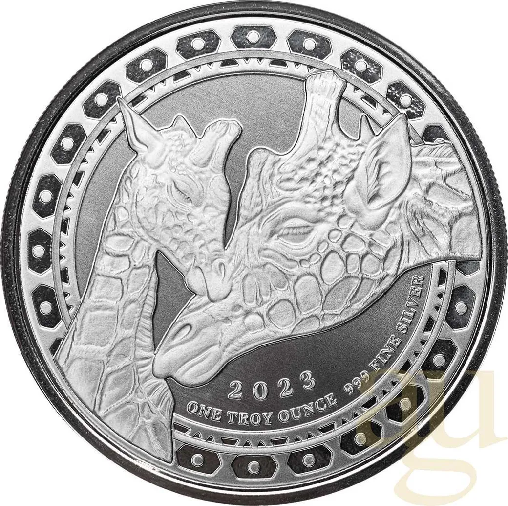 1 Unze Silbermünze Republic of Guinea Ecuatorial Giraffe 2023