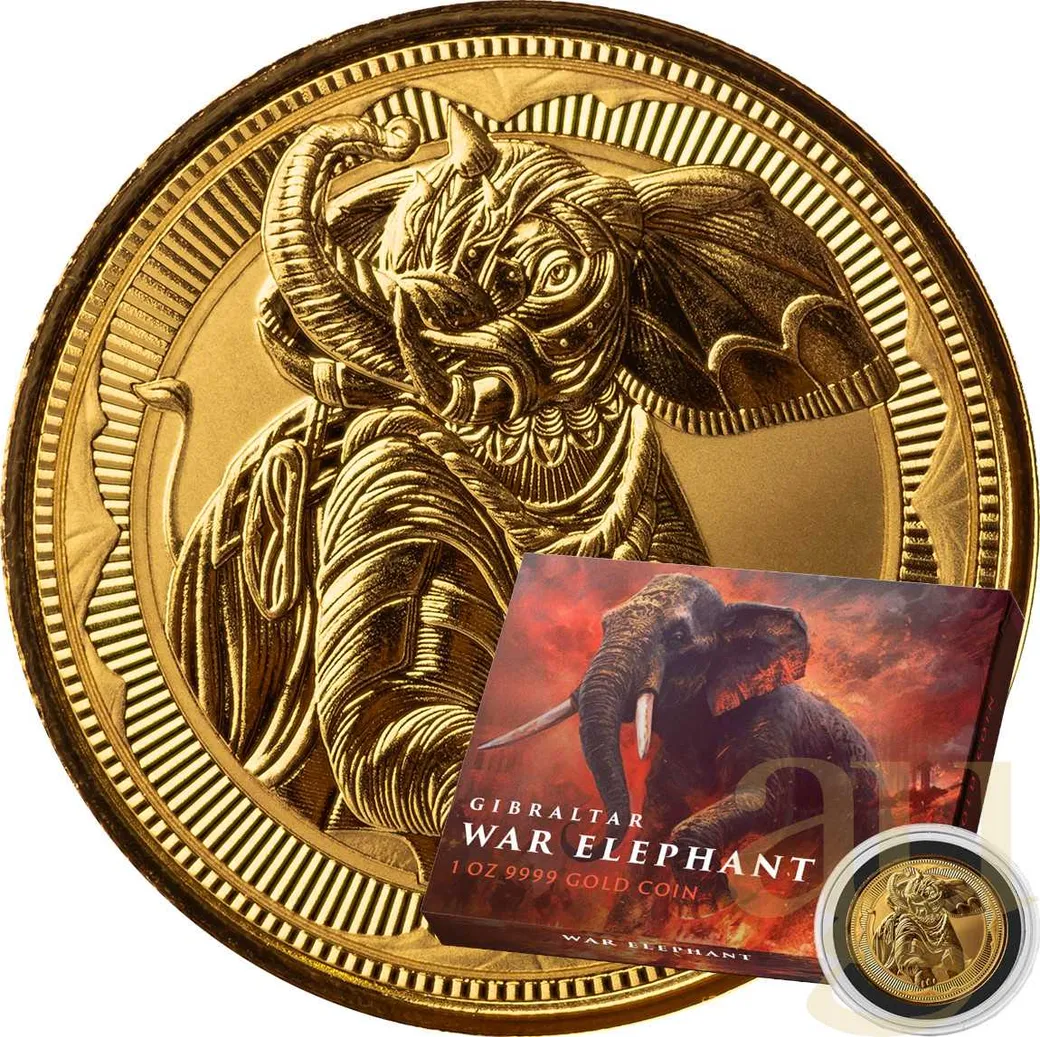 1 Unze Goldmünze Gibraltar War Elephant 2023