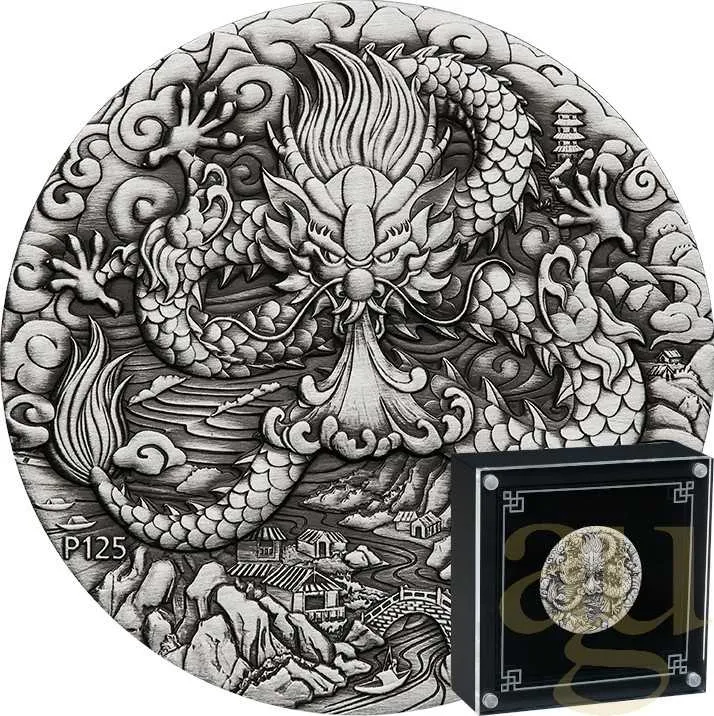 2 Unzen Silbermünze Australien Lunar III Drache 2024 - Antik Finish