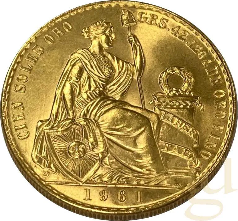 100 Soles Peru Goldmünze 1961