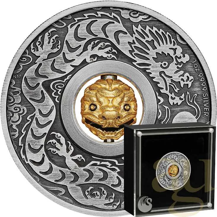 1 Unze Silbermünze Tuvalu Rotating Charm 2024 - Antik Finish