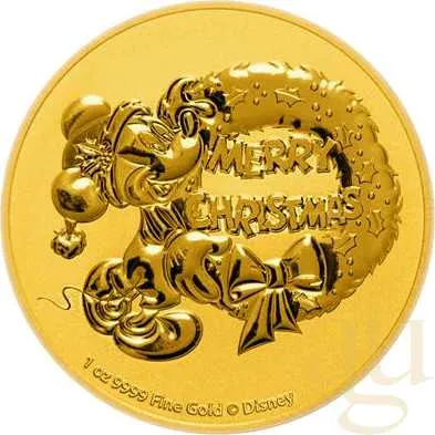 1 Unze Goldmünze Niue Mickey Mouse - Merry Christmas 2021