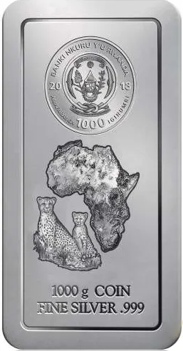 1 Kilogramm Silber Ruanda Münzbarren Gepard 2013