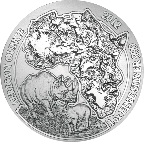 1 Unze Silbermünze Ruanda Nashorn 2012