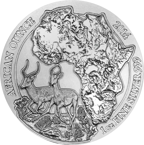 1 Unze Silbermünze Ruanda Antilope Impala 2014