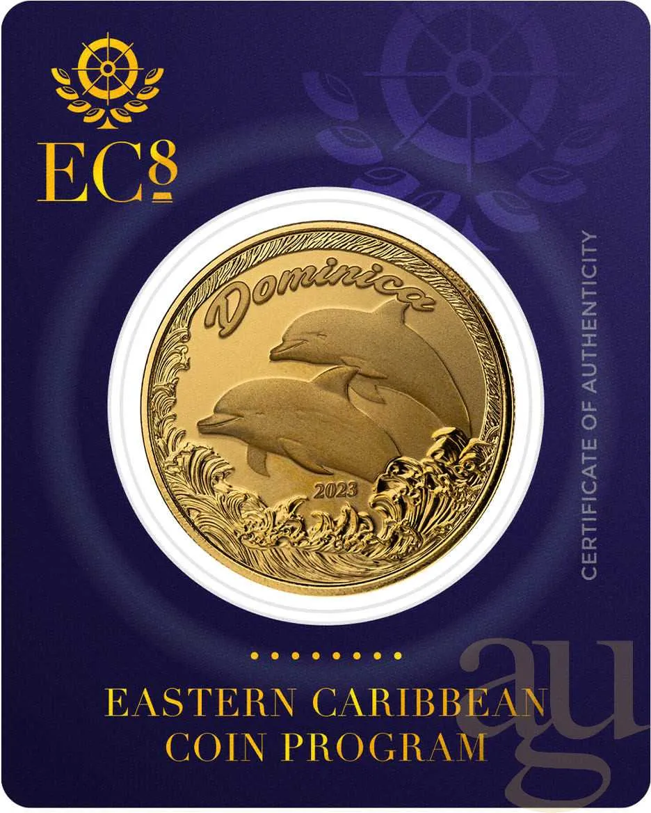 1 Unze Goldmünze EC8 Dominica - Delfin 2023