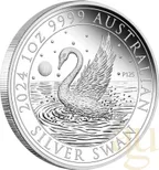 1 Unze Silbermünze Australien Schwan 2024 - polierte Platte