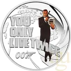 7-Coin-Set Silbermünzen Tuvalu James Bond 007 - Sean Connery 2024 - coloriert - proof