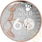 5 Unzen Silbermünze Tuvalu - 60 Jahre The Pink Panther 2024 - High Relief - teilvergoldet