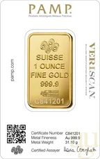 31,1 Gramm Goldbarren PAMP Fortuna