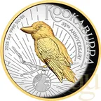 2 Unzen Silbermünze Australien Kookaburra 2025 teilvergoldet - polierte Platte - High Relief