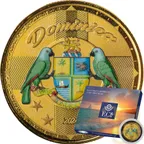 1 Unze Goldmünze EC8 Dominica - Coat of Arms 2024 - coloriert