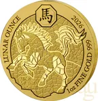 1 Unze Goldmünze Ruanda Lunar Pferd 2026