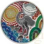 2 Unzen Silbermünze Australien Emu Utingat 2025 Antik Finish - coloriert