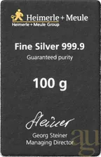 100 Gramm Silberbarren Heimerle + Meule