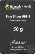 50 Gramm Silberbarren Heimerle + Meule
