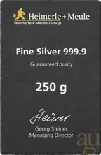 250 Gramm Silberbarren Heimerle + Meule