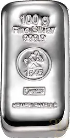 100 Gramm Silberbarren Heimerle + Meule