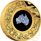 2 Unzen Goldmünze Australien Great Southern Land Blue Lepidolite 2025 - polierte Platte