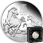 1 Unze Silbermünze Australien Lunar III Pferd 2026 - polierte Platte