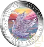 1 Unze Silbermünze Australien Schwan 2025 - coloriert