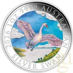 1 Unze Silbermünze Australien Schwan 2026 - coloriert