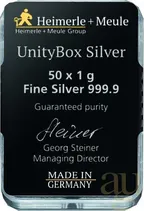 50 x 1g Silber Heimerle + Meule UnityBox