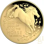 1 Unze Goldmünze Australien RAM Lunar Pferd 2026 Domed - Proof