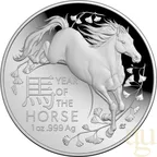 1 Unze Silbermünze Australien RAM Lunar Pferd 2026 Domed - Proof