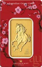 31,1 Gramm Goldbarren Perth Mint - Lunar Pferd