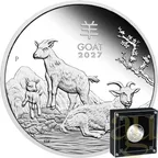 1/2 Unze Silbermünze Australien Lunar III Ziege 2027 - polierte Platte
