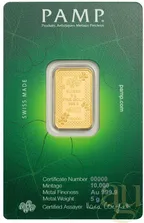 5 Gramm Goldbarren PAMP Lucky Charm Four-Leaf Clover