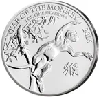 1 Unze Silbermünze Lunar Serie UK Affe 2016