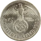 5 Reichsmark Silbermünze Hindenburg mit HK