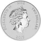 2 Unzen Silbermünze Niue Schildkröte 2015