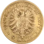 5 Mark Goldmünze Karl König von Württemberg