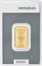 5 Gramm Goldbarren Heraeus