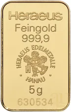 5 Gramm Goldbarren Heraeus