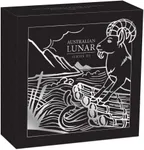 1 Unze Silbermünze Australien Lunar III Ziege 2027 - polierte Platte - coloriert
