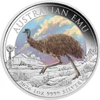 1 Unze Silbermünze Australien Emu 2026 - blau coloriert