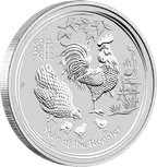 1 Unze Silbermünze Australien Lunar II Hahn 2017