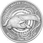 1 Unze Silbermünze Australien Salzwasser Krokodil Bindi 2013 in Blister